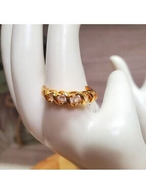 Vintage 90s HGE 18kt Diamond Ring NEW Women's Size 8 Croissant Braid